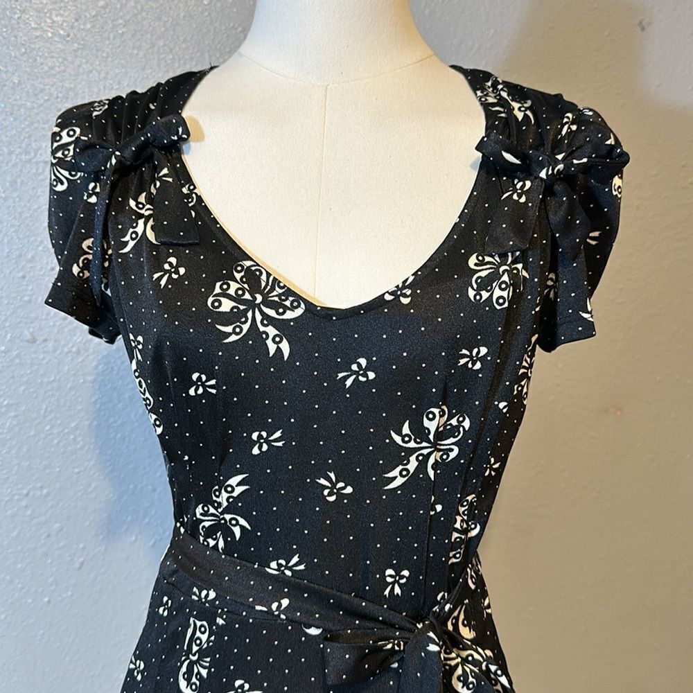 Betsy Johnson women’s fit and flare polka dot bow print dress size 6 - Picture 2 of 11